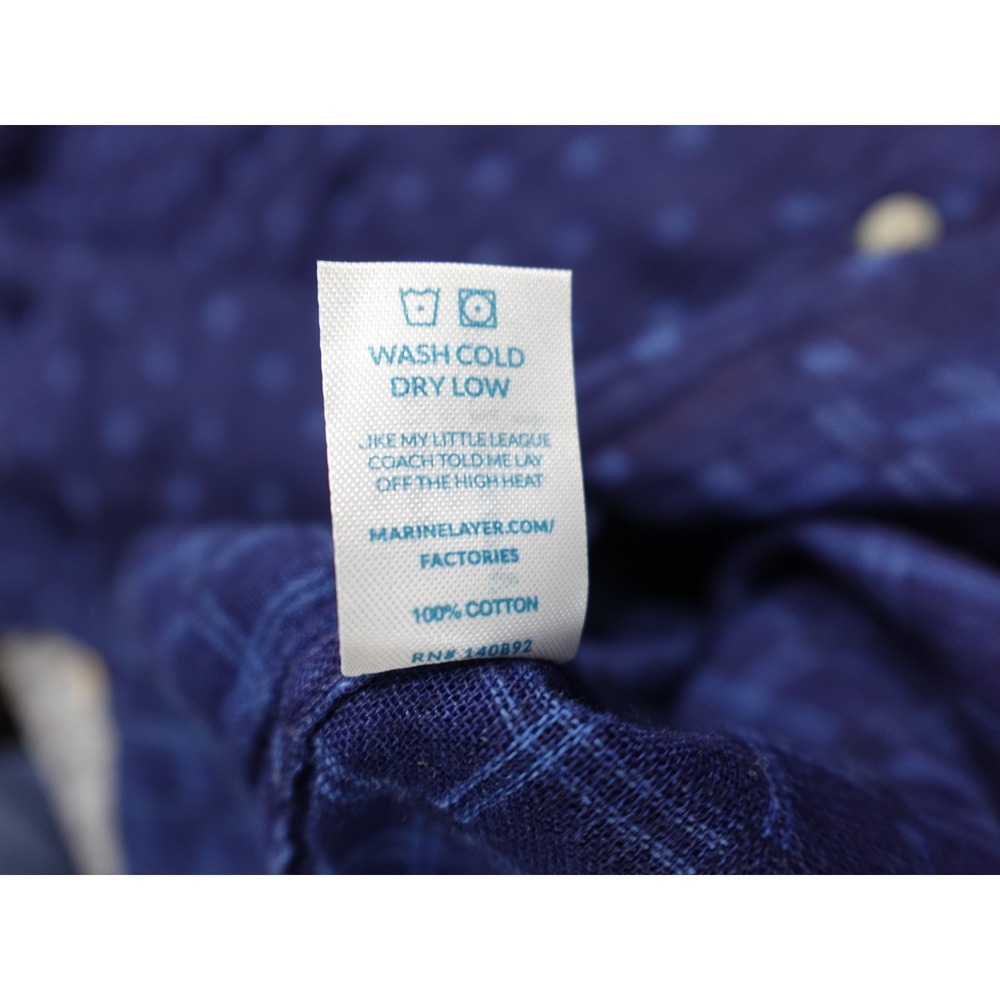 Marine Layer Button Down Mens Large Indigo Hudson Woven Micro Print Shirt - Picture 6 of 8